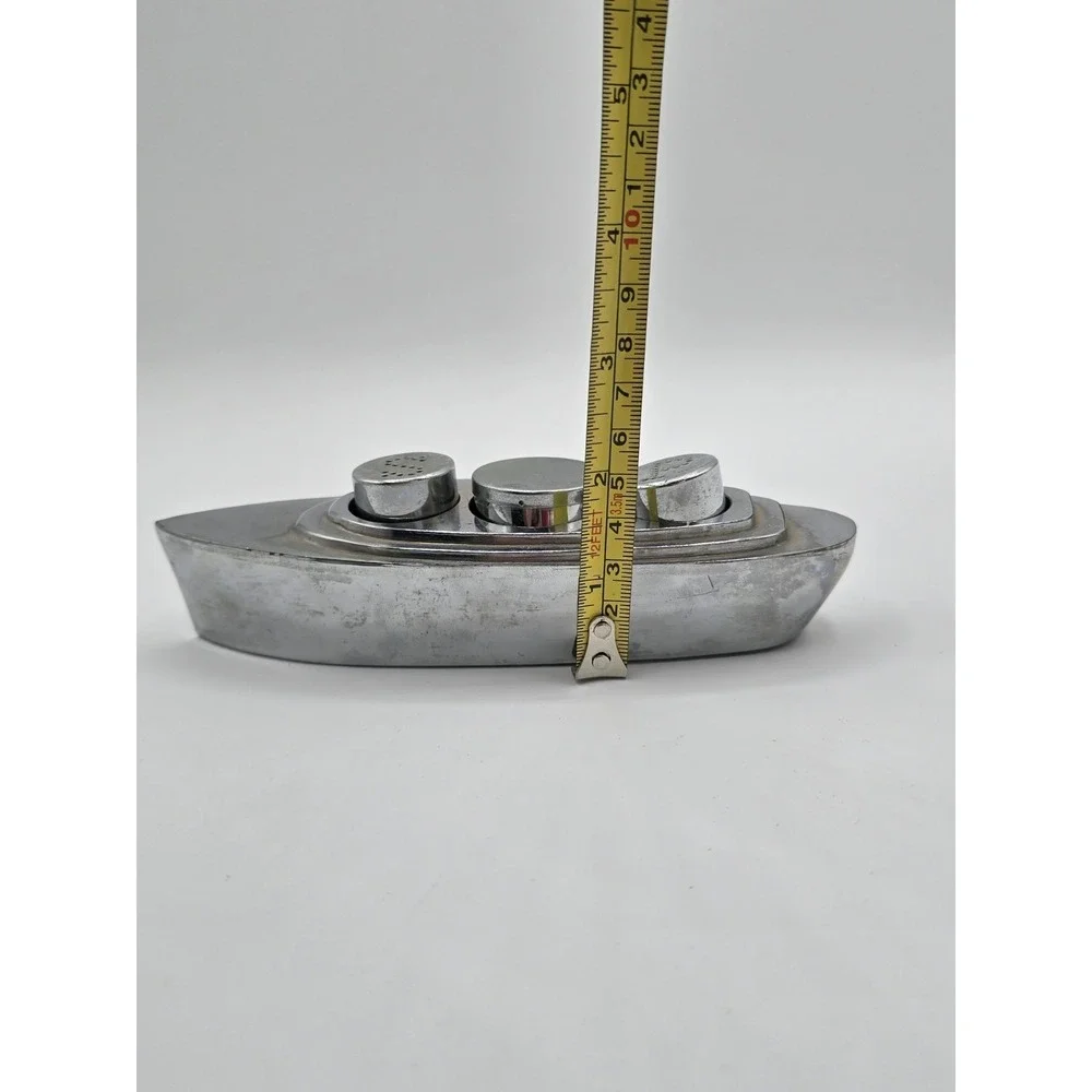 CHROME ART DECO OCEAN LINER SALT & PEPPER CRUET‎ SET VINTAGE 1930-50's